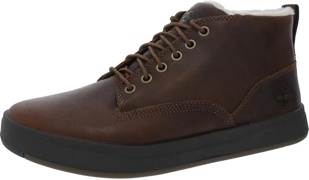 TIMBERLAND MEN'S 13 DAVIS SQUARE WP WARM LINED CHUKKA RUST FULL GRAIN DK BROWN